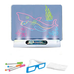 3D Leuchtende Zeichentafel Magische Leuchtende Dreidimensionale Schreibtafel Graffiti Tafel Beleuchtungs Puzzle Kinder Zeichentafel,Stil:, Mittelgroße Zeichentafel (Weltraum Version), Mittelgroße Zeichentafel (Dinosaurier Version)