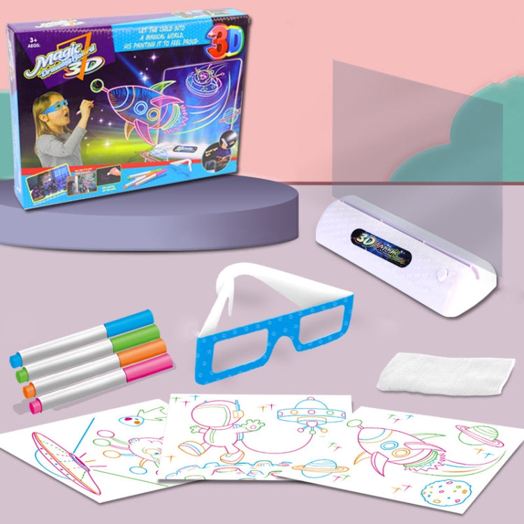 3D Leuchtende Zeichentafel Magische Leuchtende Dreidimensionale Schreibtafel Graffiti Tafel Beleuchtungs Puzzle Kinder Zeichentafel,Stil:, Mittelgroße Zeichentafel (Weltraum Version), Mittelgroße Zeichentafel (Dinosaurier Version)