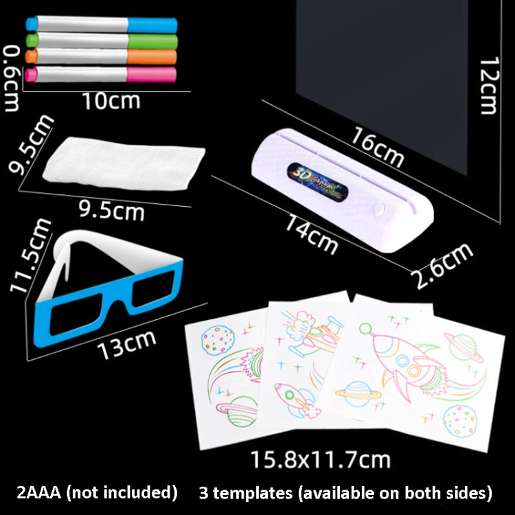 3D Leuchtende Zeichentafel Magische Leuchtende Dreidimensionale Schreibtafel Graffiti Tafel Beleuchtungs Puzzle Kinder Zeichentafel,Stil:, Mittelgroße Zeichentafel (Weltraum Version), Mittelgroße Zeichentafel (Dinosaurier Version)