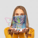 3D Leuchtende Zeichentafel Magische Leuchtende Dreidimensionale Schreibtafel Graffiti Tafel Beleuchtungs Puzzle Kinder Zeichentafel,Stil:, Mittelgroße Zeichentafel (Weltraum Version), Mittelgroße Zeichentafel (Dinosaurier Version)