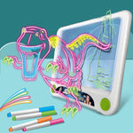 3D Leuchtende Zeichentafel Magische Leuchtende Dreidimensionale Schreibtafel Graffiti Tafel Beleuchtungs Puzzle Kinder Zeichentafel,Stil:, Mittelgroße Zeichentafel (Weltraum Version), Mittelgroße Zeichentafel (Dinosaurier Version)