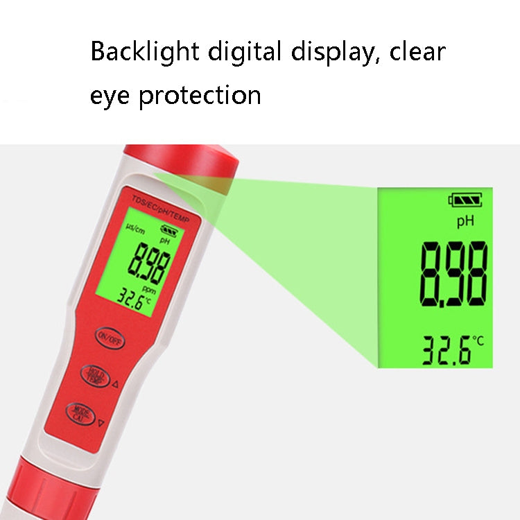 4-in-1 Tragbarer PH/TDS/EC/TEMP Teststift Multifunktionaler Wasserqualitätstester, 4-in-1 Teststift