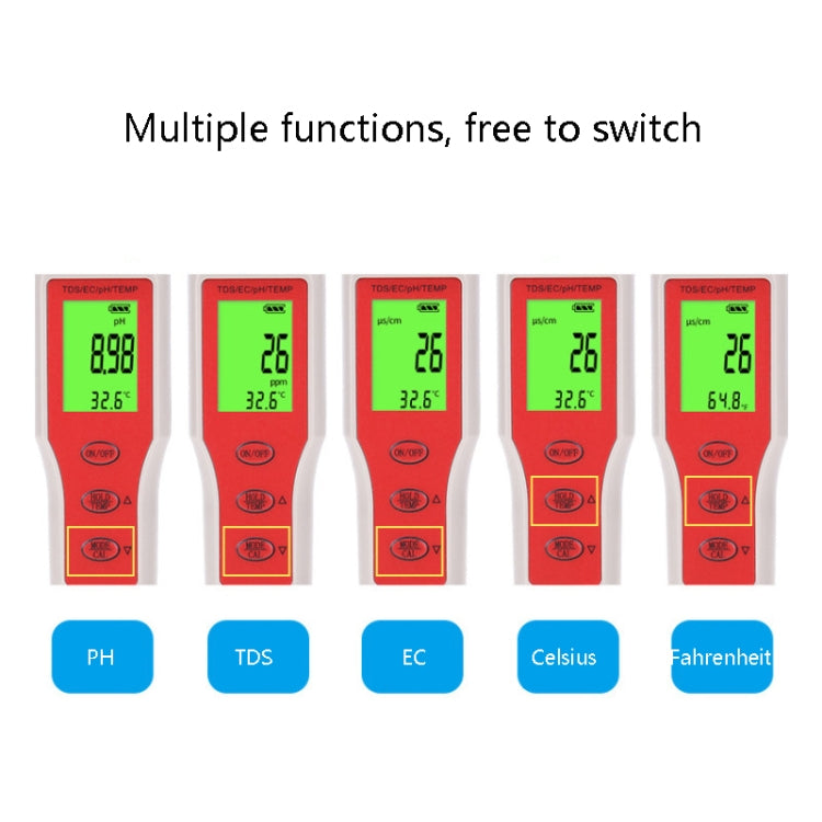 4-in-1 Tragbarer PH/TDS/EC/TEMP Teststift Multifunktionaler Wasserqualitätstester, 4-in-1 Teststift