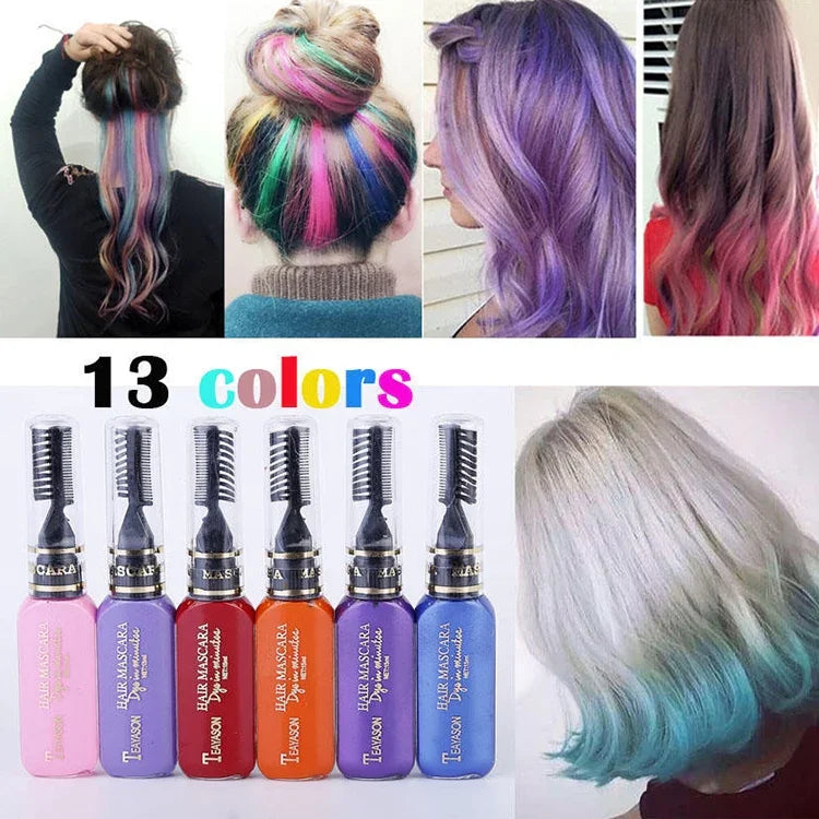 Einmalige temporäre Haarfarbe, ungiftig, DIY-Haarfarbe, Mascara-Farbcreme