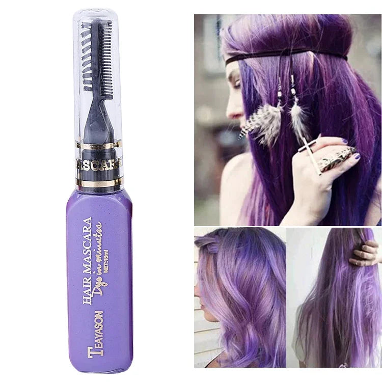 Einmalige temporäre Haarfarbe, ungiftig, DIY-Haarfarbe, Mascara-Farbcreme