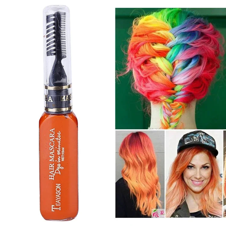 Einmalige temporäre Haarfarbe, ungiftig, DIY-Haarfarbe, Mascara-Farbcreme