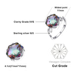 Siebenfarbiger Edelstein Zirkon Ring Massives 925 Sterlingsilber Schmuckring, 6, 7, 8, 9, 10