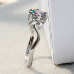 Siebenfarbiger Edelstein Zirkon Ring Massives 925 Sterlingsilber Schmuckring, 6, 7, 8, 9, 10