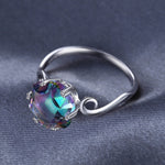 Siebenfarbiger Edelstein Zirkon Ring Massives 925 Sterlingsilber Schmuckring, 6, 7, 8, 9, 10