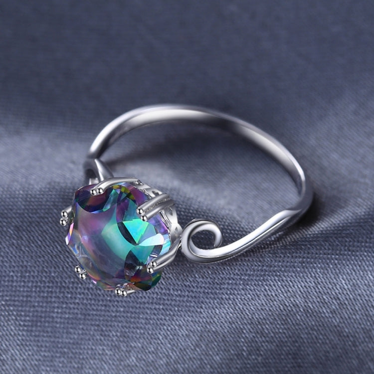Siebenfarbiger Edelstein Zirkon Ring Massives 925 Sterlingsilber Schmuckring, 6, 7, 8, 9, 10