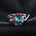 Siebenfarbiger Edelstein Zirkon Ring Massives 925 Sterlingsilber Schmuckring, 6, 7, 8, 9, 10