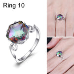 Siebenfarbiger Edelstein Zirkon Ring Massives 925 Sterlingsilber Schmuckring, 6, 7, 8, 9, 10