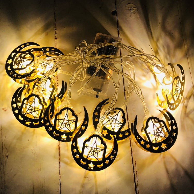 Eid Al-Fitr LED Stern- und Mondlichterkette Ramadan-Fest-Dekorationslampe, 1,65 m 10 LEDs, 3 m 20 LEDs