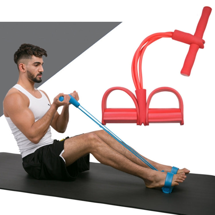 Multifunktionaler Vier-Rohr-Pedalzieher Pedal-Elastikseil Sit-Ups-Hilfe Bauch-Fitnessgerät, Grün, Lila, Blau, Rot, Gelb