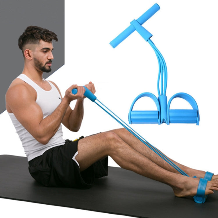 Multifunktionaler Vier-Rohr-Pedalzieher Pedal-Elastikseil Sit-Ups-Hilfe Bauch-Fitnessgerät, Grün, Lila, Blau, Rot, Gelb