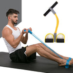 Multifunktionaler Vier-Rohr-Pedalzieher Pedal-Elastikseil Sit-Ups-Hilfe Bauch-Fitnessgerät, Grün, Lila, Blau, Rot, Gelb