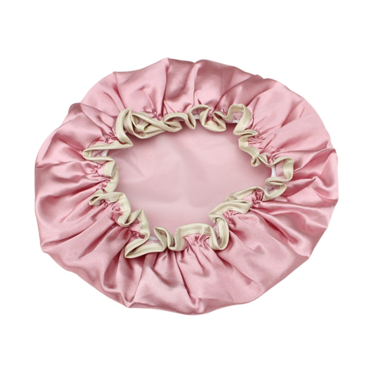 Schöne dicke Satin-Badekappe für Frauen, bunt, doppelt wasserdicht, Pink, Gold, Grau