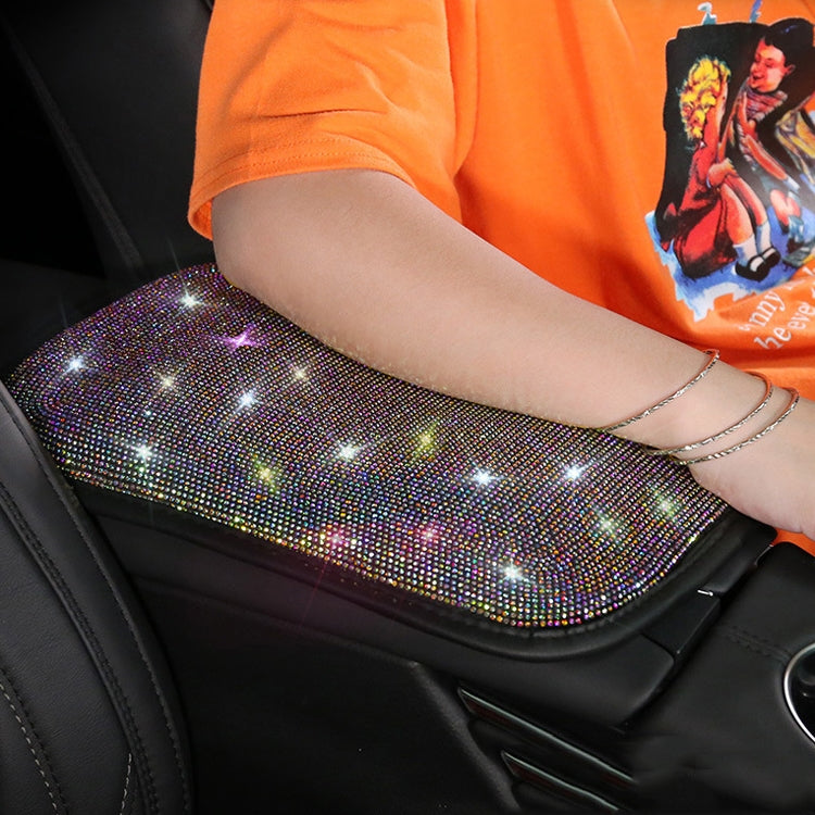Car Diamond Armrest Box Cushion Personalized Car Decorations Dirt And Non-Slip, Black Colorful Diamond, Black White Diamond, Black Blue Diamond, Black Green Diamond