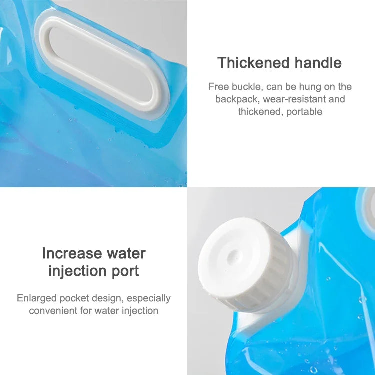 PE-Wassersack, faltbar, tragbar, Wasserspeicher, Hebesack für Camping, Wandern, Survival, Trinkwasserbehälter, 10 l (Blau)