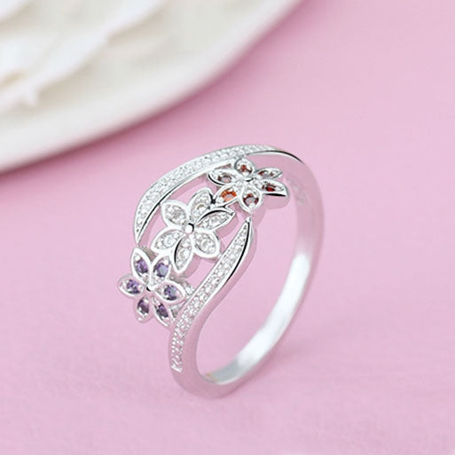 Dreifarbiger Blumen Modischer Farbiger Schwanz Diamantring