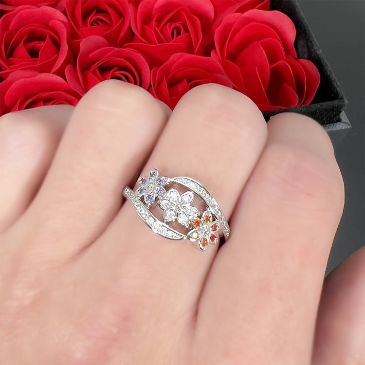 Dreifarbiger Blumen Modischer Farbiger Schwanz Diamantring