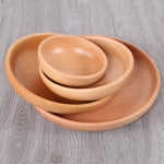 Runder Obstteller Salatschüssel Dickholz Trockenfrüchte Teller Obst Sushi Teller, 15cm, 20cm, 25cm, 30cm