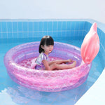 Aufblasbarer Pool in Meerjungfrauenform, rundes, rosa Schwimmbecken für zu Hause und Kinder, schwimmendes Luftkissen, 90cm, 120cm, 150cm