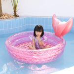 Aufblasbarer Pool in Meerjungfrauenform, rundes, rosa Schwimmbecken für zu Hause und Kinder, schwimmendes Luftkissen, 90cm, 120cm, 150cm