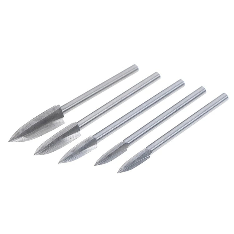 5 STK / Set Holzverarbeitung Weißer Stahl Spitz Drei-Klingen Gravurfräser Elektrisches Gravurmesser, Gravurmesser