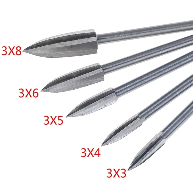 5 STK / Set Holzverarbeitung Weißer Stahl Spitz Drei-Klingen Gravurfräser Elektrisches Gravurmesser, Gravurmesser