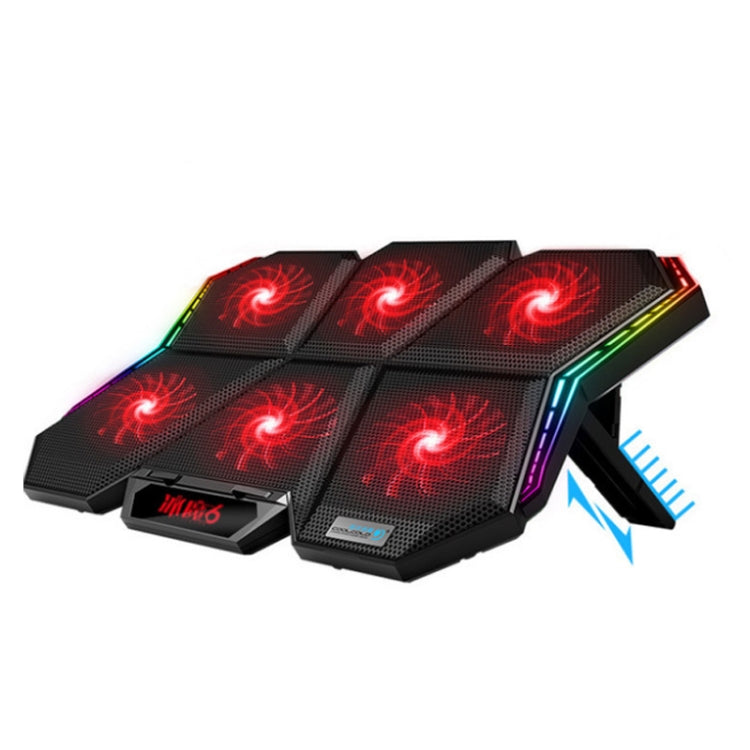 COOLCOLD RGB Notebook-Kühler Sechs Lüfter Einstellbare Laptop-Kühlbasis, 5V Geschwindigkeit Bunte Version, 5V Touch 12 Symphonie Version
