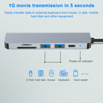 6 in 1 USB-C / Typ-C zu 4K HDMI + SD / TF Kartensteckplatz + PD USB-C / Typ-C Ladeanschluss + 2 USB 3.0 Anschlüsse Multifunktionale HUB Dockingstation, 6 in 1