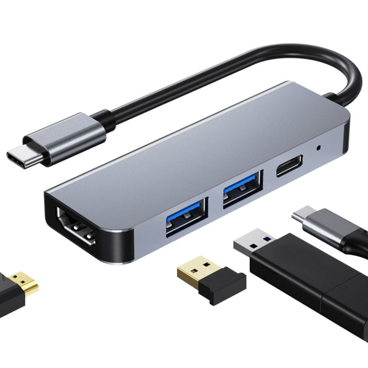BYL-2011 4 in 1 USB-C / Typ-C zu 4K HDMI + USB 3.0 + USB 2.0 + PD USB-C / Typ-C Ladeanschlüsse Multifunktionale HUB Dockingstation, 4 in 1