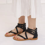 Damen Sommer Riemchensandalen Römischer Stil Niedriger Absatz Retro Schuhe, 36, 37, 38, 39, 40, 41, 42