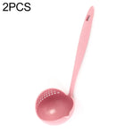 Weizenstroh-Suppenlöffel-Sieb zwei-in-eins umweltfreundliches Geschirr Hot Pot Doppellöffel Siebe, Nordisch Pink, Nordisch Grün, Nordisch Blau, Nordisch Beige