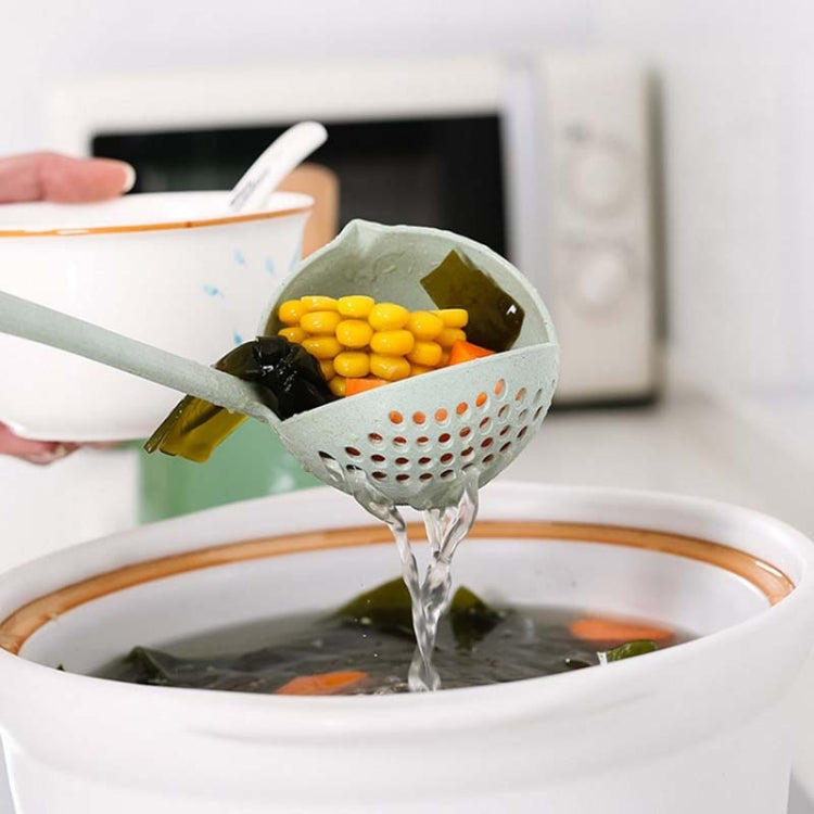 Weizenstroh-Suppenlöffel-Sieb zwei-in-eins umweltfreundliches Geschirr Hot Pot Doppellöffel Siebe, Nordisch Pink, Nordisch Grün, Nordisch Blau, Nordisch Beige
