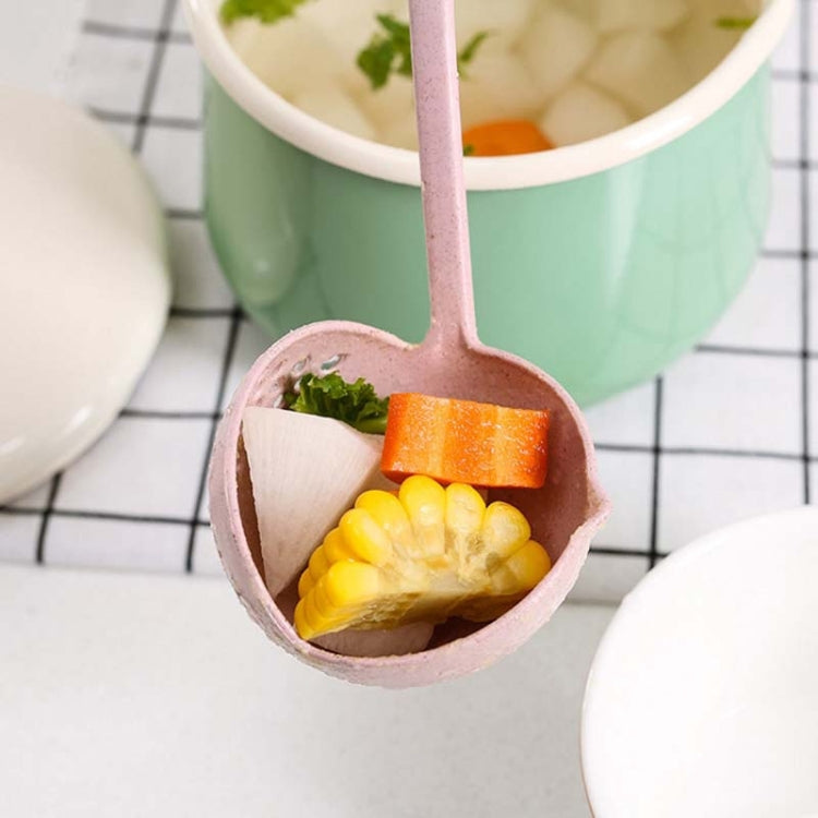 Weizenstroh-Suppenlöffel-Sieb zwei-in-eins umweltfreundliches Geschirr Hot Pot Doppellöffel Siebe, Nordisch Pink, Nordisch Grün, Nordisch Blau, Nordisch Beige