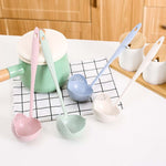 Weizenstroh-Suppenlöffel-Sieb zwei-in-eins umweltfreundliches Geschirr Hot Pot Doppellöffel Siebe, Nordisch Pink, Nordisch Grün, Nordisch Blau, Nordisch Beige