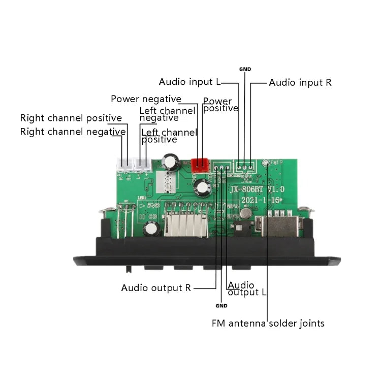 12V MP3-Decodierplatine mit Verstärker, Aufnahmefunktion und Bluetooth, MP3-Decodierplatine