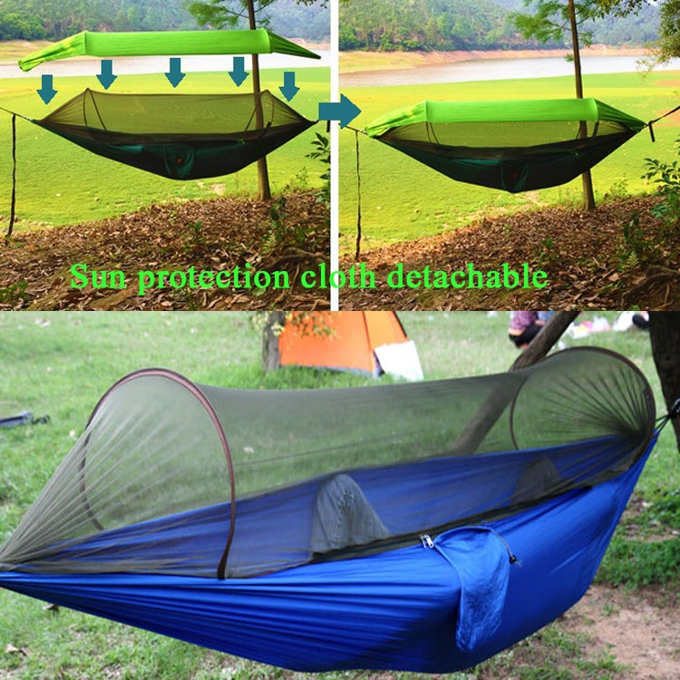 Fallschirmtuch Anti-Mücken-Sonnenschutz mit Moskitonetz Hängematte Outdoor Einzel-/Doppelschaukel Off The Ground Aerial Zelt, 270x140cm (Tintengrün/Grasgrün), 270x140cm (Blau/Hellblau), 270x140cm (Armeegrün), 270 x 140cm (Pinkblau)