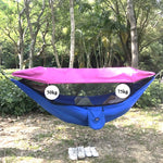 Fallschirmtuch Anti-Mücken-Sonnenschutz mit Moskitonetz Hängematte Outdoor Einzel-/Doppelschaukel Off The Ground Aerial Zelt, 270x140cm (Tintengrün/Grasgrün), 270x140cm (Blau/Hellblau), 270x140cm (Armeegrün), 270 x 140cm (Pinkblau)