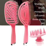 3-in-1-Haarsalonkamm-Set aus Kunststoff für lockiges Haar, inklusive Massagekamm und Mückenschutzkamm, 3-in-1-Set in Pink, 3-in-1-Set in Grün, 3-in-1-Set in Schwarz, 3-in-1-Set in Blau