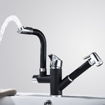 Küchenausziehbare Doppel-Wasserhahn Spültisch Warm- und Kaltwasserhahn, Rad-Ausziehdüse, Rund-Sprüh-Ausziehdüse, Würfel-Sprüh-Ausziehdüse, Runde Universaldüse, Würfel Universaldüse