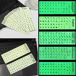3 Stück leuchtende Tastaturaufkleber für Notebooks und Desktop-Computer, Englisch, Arabisch, Russisch, Italienisch, Deutsch, Spanisch, Japanisch, Französisch, Koreanisch, Hebräisch, Thailändisch