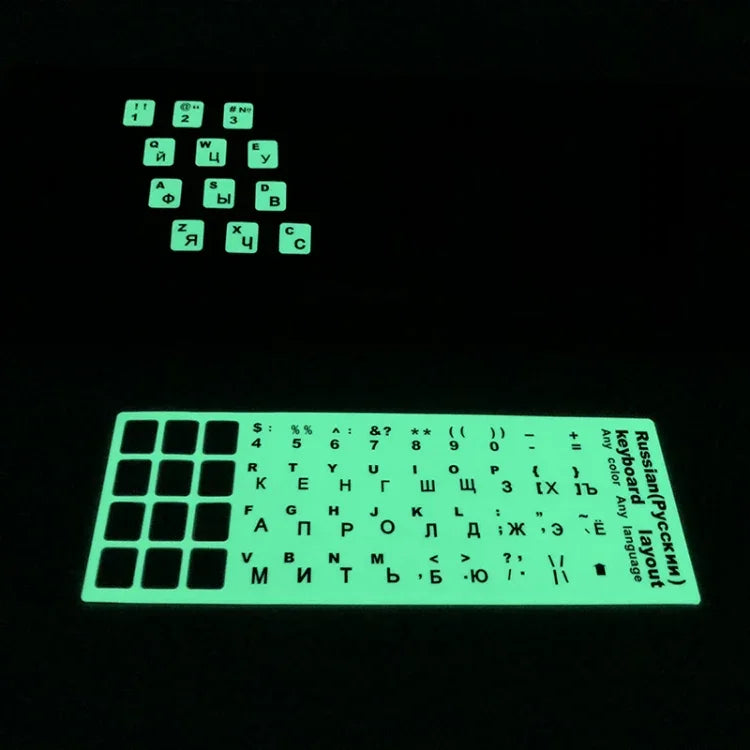 3 Stück leuchtende Tastaturaufkleber für Notebooks und Desktop-Computer, Englisch, Arabisch, Russisch, Italienisch, Deutsch, Spanisch, Japanisch, Französisch, Koreanisch, Hebräisch, Thailändisch