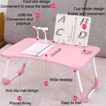 USB Klappbarer Computertisch mit Lüfter & Lampe, Größe: 60x40x28cm, Cool Schwarz, Teenager Pink, Himmelblau, Weißer Ahorn, Walnuss, Augenschutz Grün