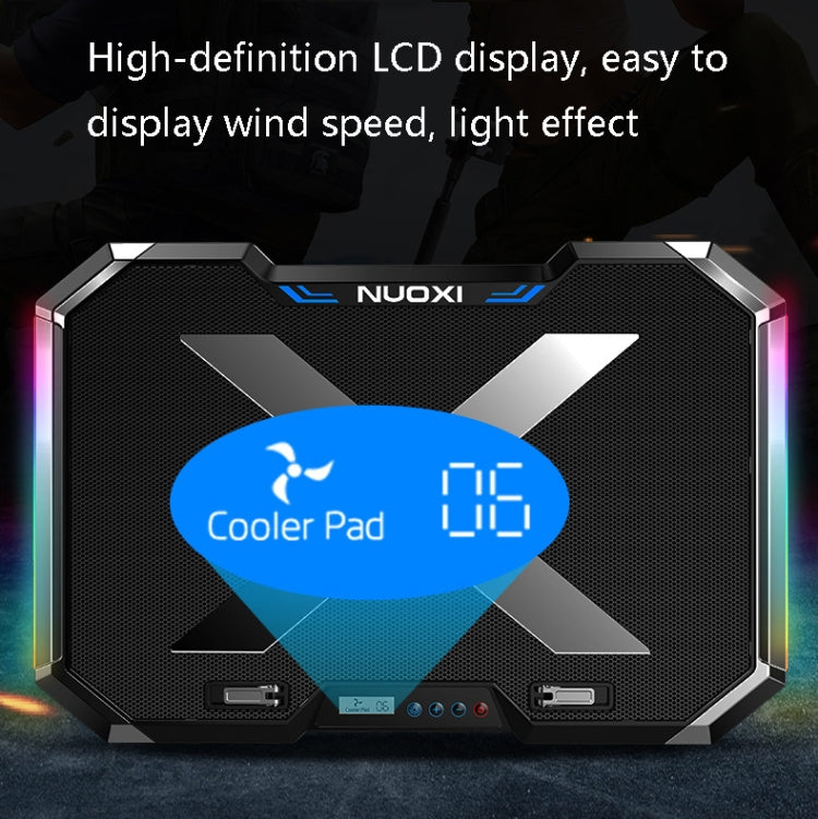 NUOXI Q8 Notebook-Kühler LCD-Bildschirm Knopfsteuerbare RBG-Leuchtkraft Computer-Kühlbasis