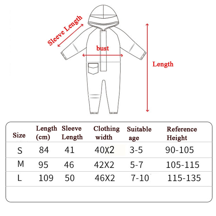 Kinder Einteiler-Regenmantel Jungen und Mädchen Leichter Kapuzenponcho, S, L, M