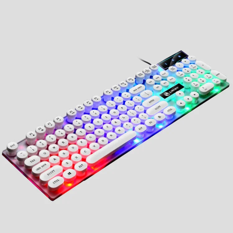 LIMEIDE GTX300 104-Tasten Retro-Tastatur mit runden Tastenkappen, USB-Kabel, Kabellänge: 1,4 m, Punk-Einzeltastatur Weiß, Punk-Einzeltastatur Schwarz, Punk-Set Weiß, Punk-Set Schwarz