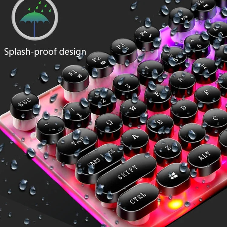 LIMEIDE GTX300 104-Tasten Retro-Tastatur mit runden Tastenkappen, USB-Kabel, Kabellänge: 1,4 m, Punk-Einzeltastatur Weiß, Punk-Einzeltastatur Schwarz, Punk-Set Weiß, Punk-Set Schwarz